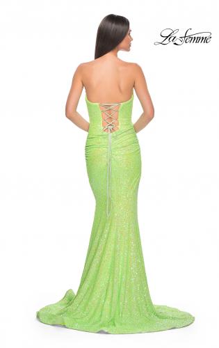 Picture of: Strapless Sweetheart Mermaid Sequin Prom Gown in Neon Green, Style: 32092, Detail Picture 7