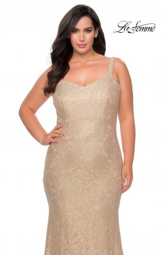 Picture of: Stretch Lace Curve Prom Dress with Rhinestones in Nude, Style: 28798, Detail Picture 4