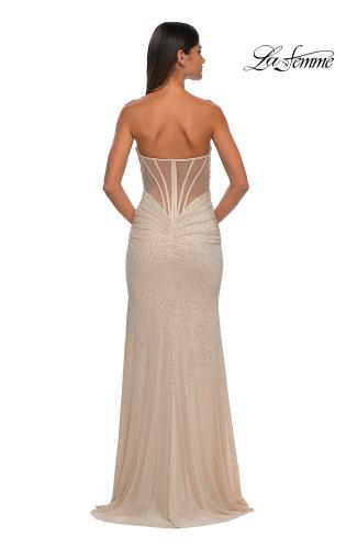 Picture of: Strapless Net Jersey Prom Dress with Unique Rhinestones in Nude, Style: 32774, Detail Picture 8