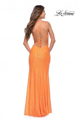 Picture of: Vibrant Wrap Style Sequin Dress with Slit, Style: 30620, Detail Picture 16