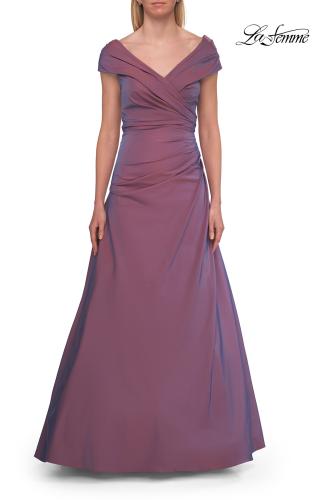 Picture of: Off-the-Shoulder Stretch Taffeta A-Line Gown in Orchid, Style: 33446, Detail Picture 11