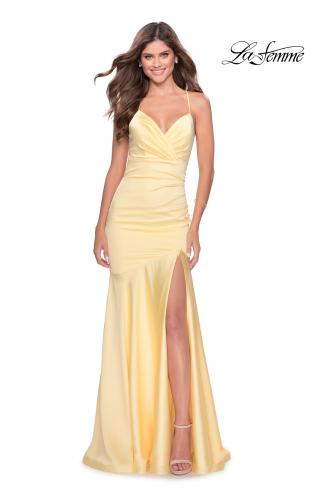 yellow prom dress with flowers