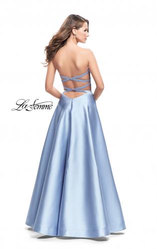 Picture of: Strapless A-line Prom Dress with Cape Skirt and Pockets in Periwinkle, Style: 25738, Back Picture