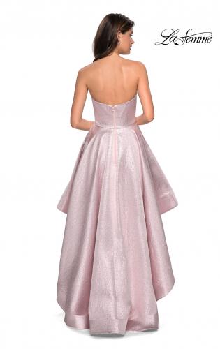 Picture of: Metallic High-Low Strapless Dress with Pockets in Pink, Style: 27783, Back Picture