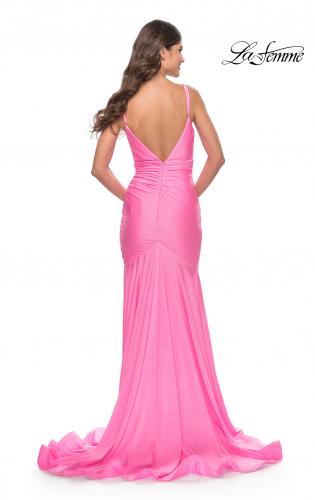 Picture of: Dramatic Jersey Rhinestone Gown with Train in Pink, Style: 30768, Detail Picture 3
