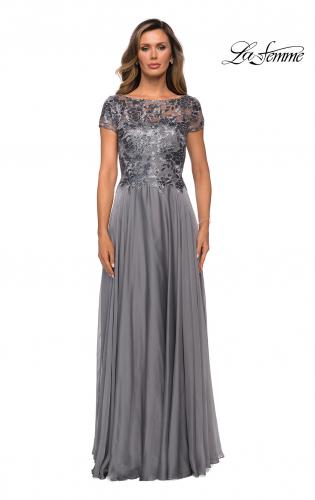 la femme popover chiffon gown