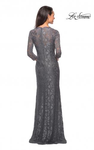 Picture of: Long Lace Gown with Sweetheart Neckline in Platinum, Style: 26427, Detail Picture 3
