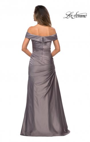 Picture of: Off the Shoulder Satin Evening Dress with Pleating, Style: 28103, Detail Picture 7