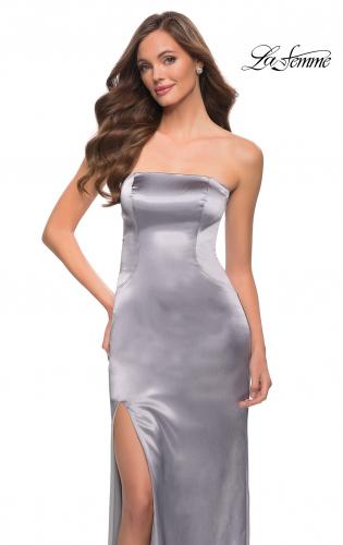 satin strapless gown