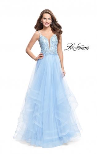 Picture of: Ball Gown with Tulle Skirt and Lace Beading in Powder Blue, Style: 25762, Detail Picture 1