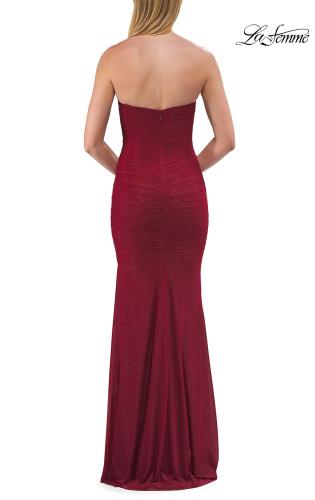 Picture of: Strapless Ruched Jersey Gown with Lace Lining in Raspberry, Style: 33601, Detail Picture 10