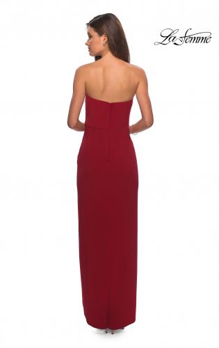 Picture of: Long Strapless Jersey Dress with Side Ruching in Red, Style: 28204, Detail Picture 2