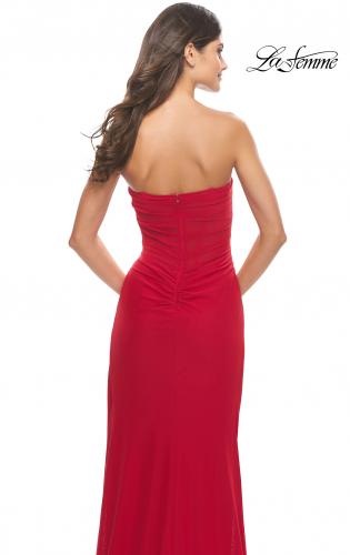 Picture of: Stunning Long Gown with Sheer Waist and High Slit in Red, Style: 31058, Detail Picture 11