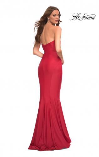 Picture of: Chic Jersey Gown with Sweetheart Neckline in Red, Back Picture
