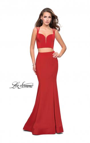Picture of: Two Piece Jersey Prom Dress with Strappy Back in Red, Style: 25553, Detail Picture 1