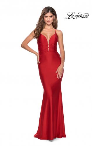 red strappy prom dress