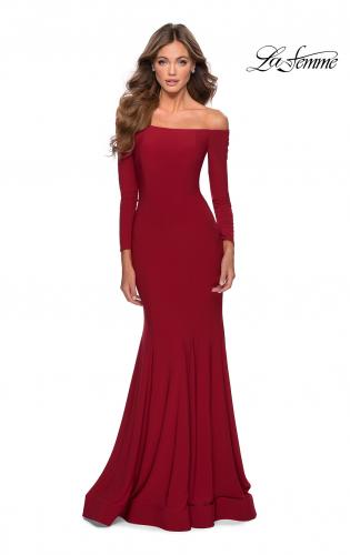 Red evening dress long sleeve hotsell