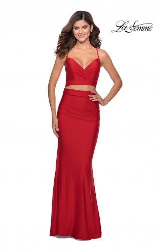 Picture of: Two Piece Prom Dress with Lace Up Back in Red, Style: 28473, Detail Picture 4
