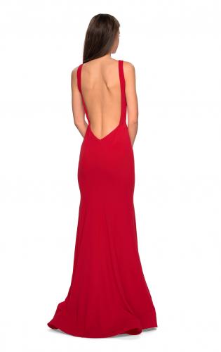 Picture of: High Neckline Jersey Prom Dress with Open Back in Red, Style: 27124, Detail Picture 6