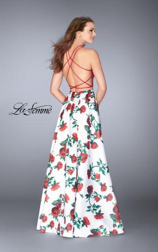 2 piece prom dress with floral skirt