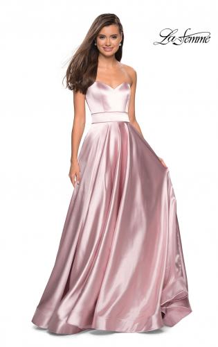 Picture of: Strapless Metallic Prom Gown with Empire Waist in Rose Gold, Style: 27506, Detail Picture 2