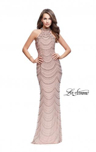 rose gold high neck dress