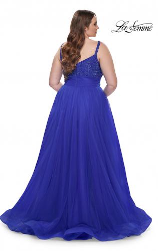 Picture of: A-Line Plus Size Prom Dress with Rhinestone Bodice in Royal Blue, Style: 31251, Back Picture