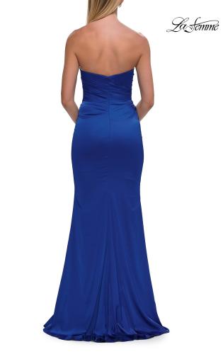 Picture of: Strapless Satin Gown with Ruched Bodice in Royal Blue, Style: 33670, Detail Picture 10
