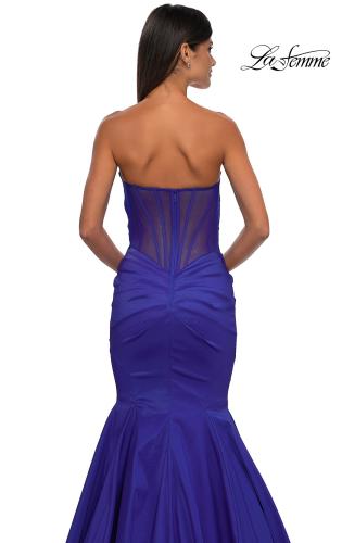 Picture of: Mermaid Stretch Mikado Evening Dress with Illusion Back in Royal Blue, Style: 32791, Detail Picture 11