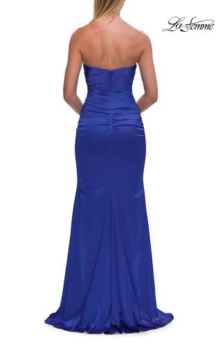 Picture of: Simple Strapless Satin Gown with Ruching Detail in Royal Blue, Style: 33531, Detail Picture 16