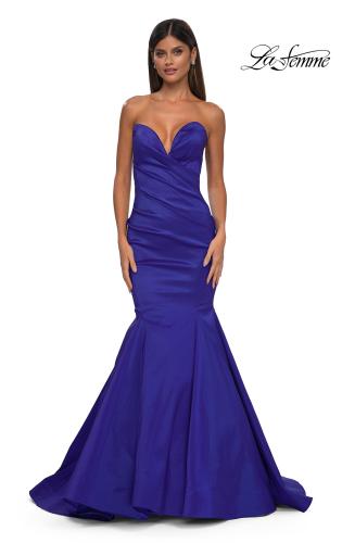 Picture of: Mermaid Stretch Mikado Evening Dress with Illusion Back in Royal Blue, Style: 32791, Detail Picture 4