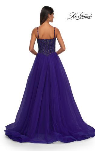 Picture of: Beautiful A-line Prom Dress with Rhinestone Encrusted Corset Top in Royal Purple, Style: 32754, Detail Picture 13