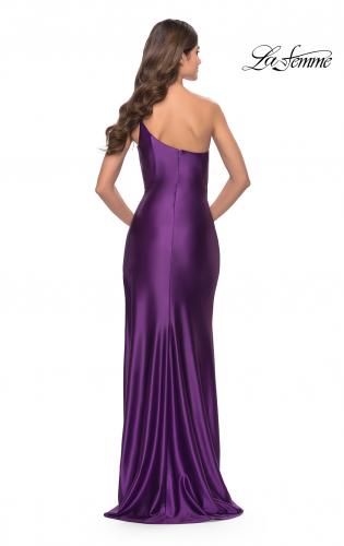 Picture of: Simple One Shoulder Liquid Jersey Dress in Royal Purple, Style: 31391, Detail Picture 5