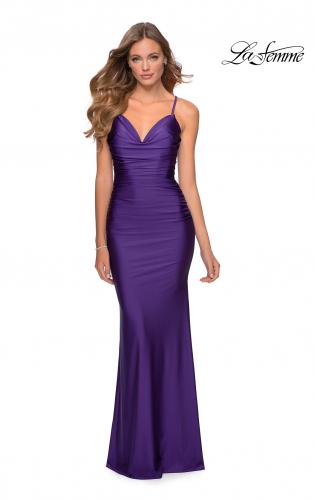 purple fitted dress