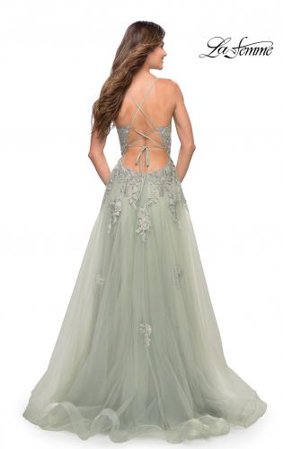 Picture of: Tulle A-line Dress with Jeweled Lace Appliques, Style: 30560, Detail Picture 11