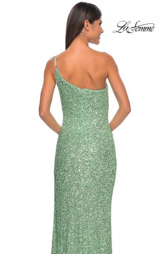Picture of: Elegant Soft Sequin One Shoulder Long Dress in Sage, Style: 31212, Detail Picture 11