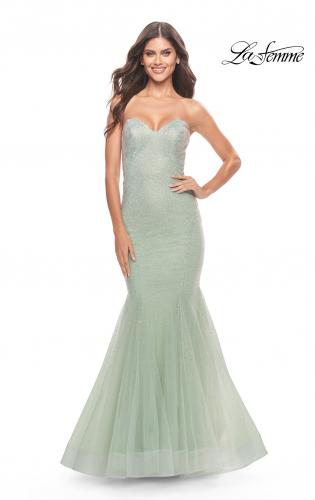 Picture of: Rhinestone Mermaid Prom Dress with Sweetheart Neckline in Sage, Style: 31285, Detail Picture 2
