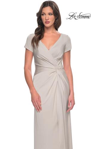 Picture of: Elegant Evening Gown with V Neck and Knot in Silver, Style: 29926, Detail Picture 11