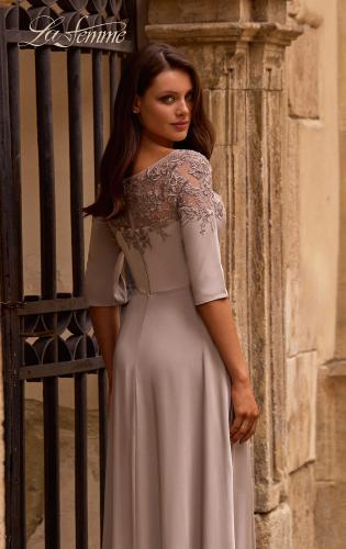 Picture of: Jersey Mother of the Bride Gown with Lace Neckline, Style: 29227, Detail Picture 2