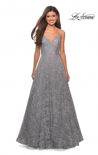 Picture of: Unique Sequin Prom Gown with Sweetheart Neckline in Silver, Style: 27199, Detail Picture 8