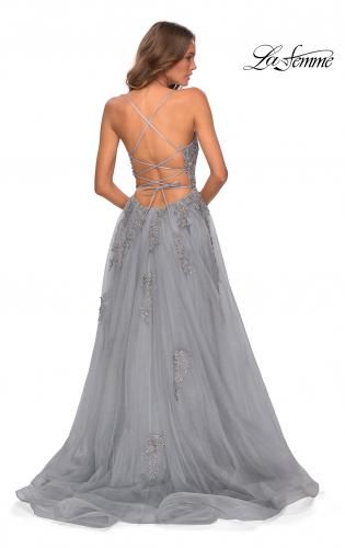 silver prom gown