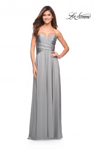 Picture of: Simple Strapless Jersey Dress with High Slit in Silver, Style: 30700, Detail Picture 13