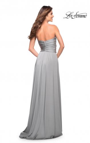 Picture of: Simple Strapless Jersey Dress with High Slit in Silver, Style: 30700, Detail Picture 14