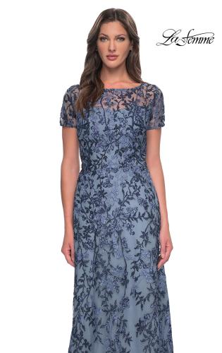 Picture of: Floral Beaded Evening Dress with Sheer Cap Sleeves, Style: 27956, Detail Picture 5
