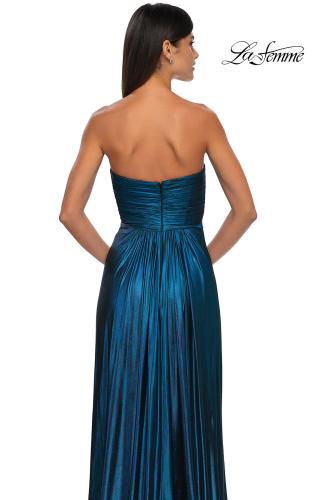 Picture of: Strapless Metallic Prom Dress with Knot Detail in Teal , Style: 33047, Detail Picture 12