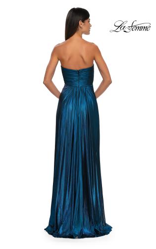 Picture of: Strapless Metallic Prom Dress with Knot Detail in Teal , Style: 33047, Detail Picture 6