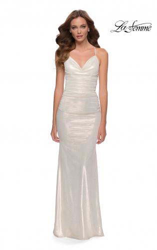 gold metallic prom dress