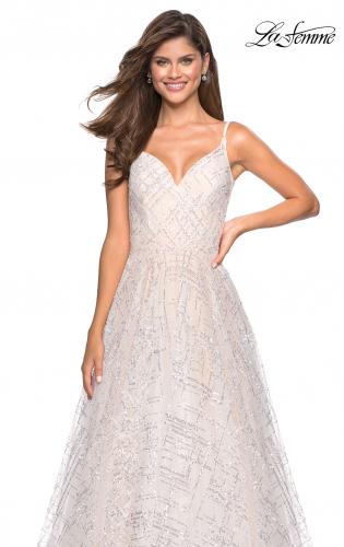 Picture of: Unique Sequin Prom Gown with Sweetheart Neckline in White Nude, Style: 27199, Detail Picture 3