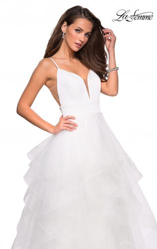 Picture of: Tulle A Line Dress with Plunging Sweetheart Neckline in White, Style: 27024, Main Picture