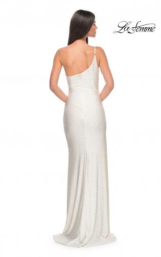Picture of: Rhinestone One Shoulder Prom Dress with High Slit in White, Style: 31699, Detail Picture 6